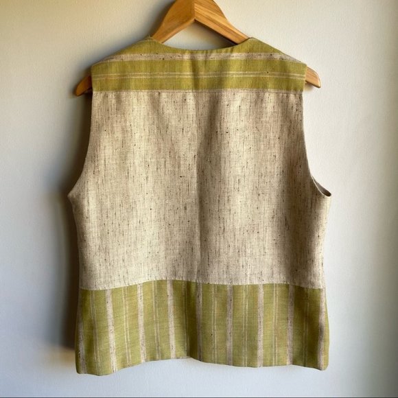 Vintage 3-piece Skirt Suit Set Jacket Vest Linen Silk Blend Medium Work Mini EUC - Picture 11 of 14